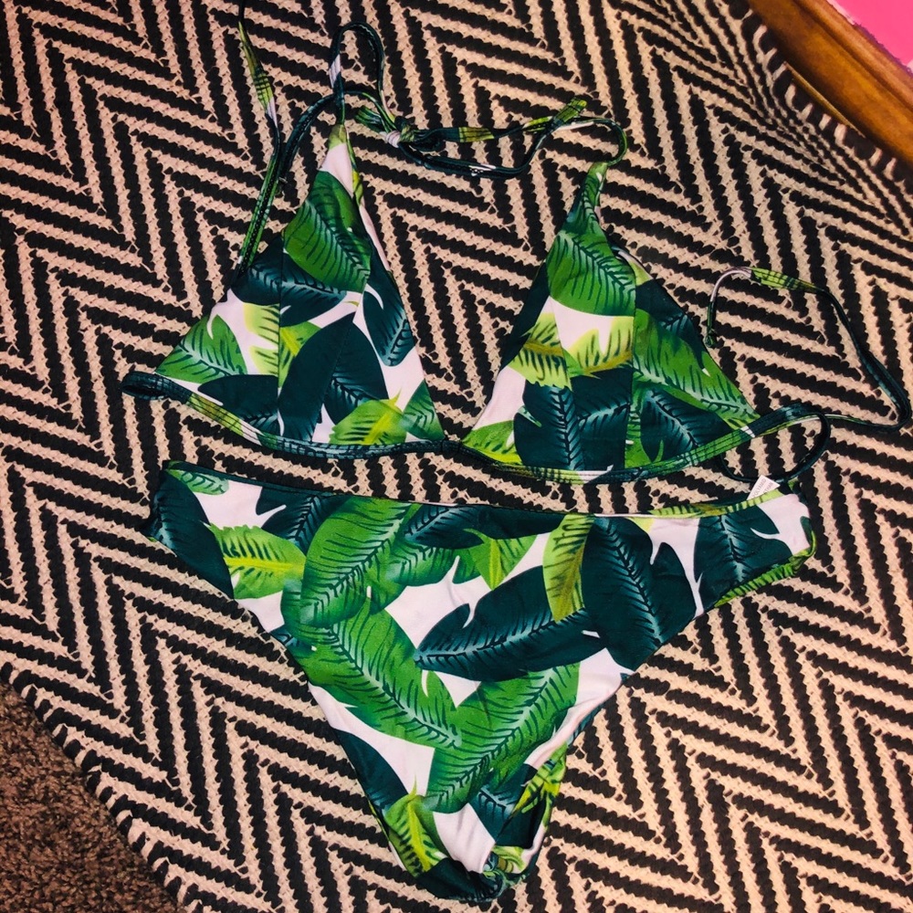 Green & White Palm Bikini!